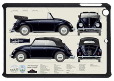 VW Beetle Karmann Cabriolet 1953-55 Small Tablet Covers